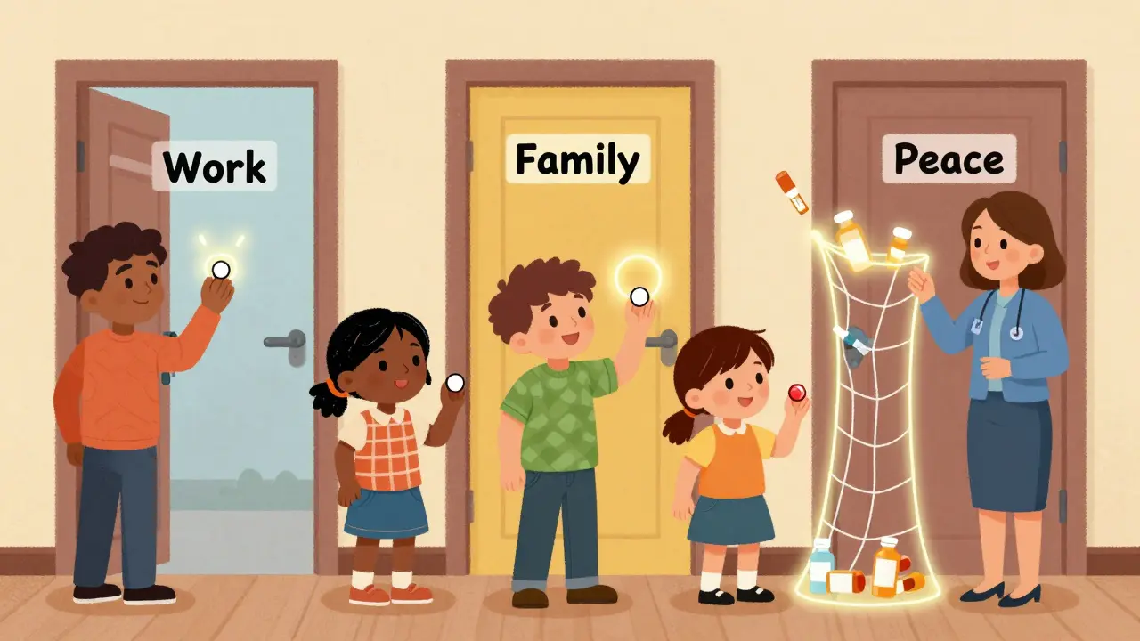 People unlock life doors with buprenorphine pills as safety nets catch harmful substances.